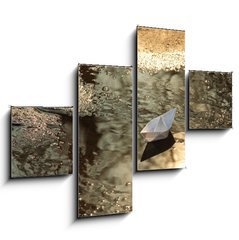 Obraz 4D tydln - 120 x 90 cm F_IB12953021 - paper ship floats in a spring pool