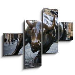 Obraz tydln 4D - 120 x 90 cm F_IB13136017 - wall street bull