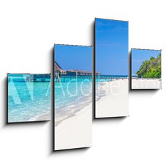 Obraz 4D tydln - 120 x 90 cm F_IB133424507 - Panorama of wide sandy beach on a tropical island in Maldives