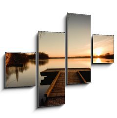 Obraz tydln 4D - 120 x 90 cm F_IB13378317 - The bridge to the lake under the sunset - Most pes jezero pod zpadem slunce