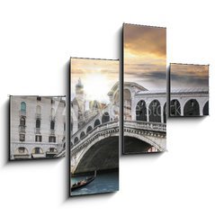 Obraz 4D tydln - 120 x 90 cm F_IB136009860 - Venice, Rialto bridge and with gondola on Grand Canal, Italy
