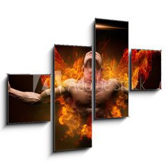 Obraz 4D tydln - 120 x 90 cm F_IB137170627 - On fire bodybuilder - V ohni kulturista