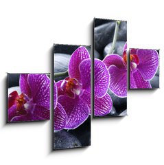 Obraz 4D tydln - 120 x 90 cm F_IB13998987 - beautiful orchid detail still life spa stones