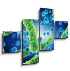 Obraz 4D tydln - 120 x 90 cm F_IB143813734 - Pathogenic bacteria and viruses , Microscopic germs that cause infectious diseases , Viral and bacterial infection