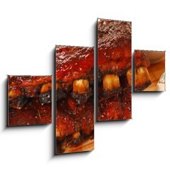 Obraz tydln 4D - 120 x 90 cm F_IB14506041 - Slabs of BBQ Spare ribs - Desky z BBQ Nhradn ebra