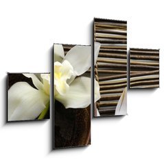 Obraz 4D tydln - 120 x 90 cm F_IB14760003 - bowl of orchid, petal on bamboo mat