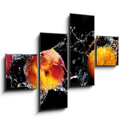 Obraz 4D tydln - 120 x 90 cm F_IB148249825 - Set of fresh fruits in water splash isolated on black background