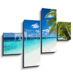 Obraz 4D tydln - 120 x 90 cm F_IB151010448 - coco palms on tropical paradise beach with turquoise blue water and blue sky