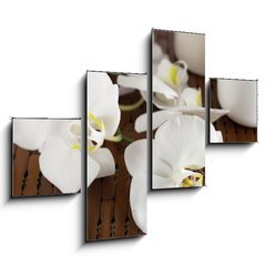 Obraz tydln 4D - 120 x 90 cm F_IB15837732 - Face cream and white orchid on a bamboo mate