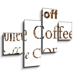 Obraz 4D tydln - 120 x 90 cm F_IB161244620 - Spelling the word coffee by coffee beans on white background