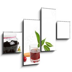 Obraz 4D tydln - 120 x 90 cm F_IB165225169 - Panoramic wide collage for skinali. Fruit, drinks, healthy food. Isolated on white