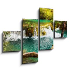 Obraz tydln 4D - 120 x 90 cm F_IB16639493 - Plitvice lakes in Croatia - Plitvick jezera v Chorvatsku