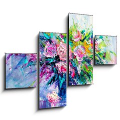 Obraz 4D tydln - 120 x 90 cm F_IB166550171 - Oil painting flowers