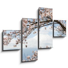 Obraz 4D tydln - 120 x 90 cm F_IB167625752 - Fuji mountain  in japan as background with sakura blossom as foreground