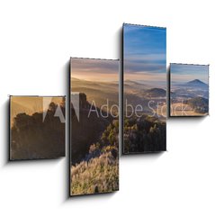 Obraz   Autumn sunrise over Jetrichovice, beautiful landscape, Bohemian Switzerland, Czech Republic, 120 x 90 cm