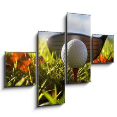 Obraz tydln 4D - 120 x 90 cm F_IB16911245 - Golf club and ball in grass - Golfov klub a m v trv