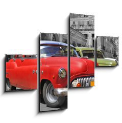 Obraz 4D tydln - 120 x 90 cm F_IB17211869 - Colorful Havana cars panorama