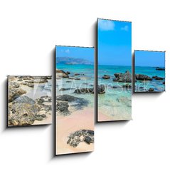 Obraz 4D tydln - 120 x 90 cm F_IB172874884 - Paradise beach with turquoise water, in Elafonisi, Crete, Greece