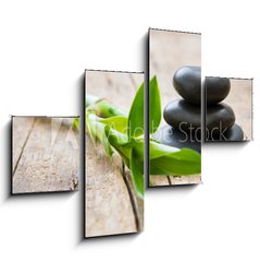 Obraz 4D tydln - 120 x 90 cm F_IB176854248 - Hot stone with bamboo