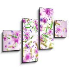 Obraz 4D tydln - 120 x 90 cm F_IB180276641 - Green and pink viruses, pink background