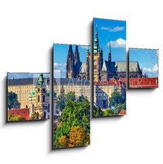 Obraz 4D tydln - 120 x 90 cm F_IB182987982 - Prague fall landscape view to Saint Vitus Cathedral with blue - Praha podzimn krajina pohled na katedrlu svatho Vta s modrou