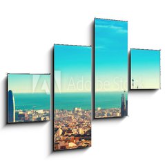 Obraz 4D tydln - 120 x 90 cm F_IB187469116 - View above on Barcelona landmark from Montjuic hill