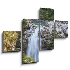 Obraz 4D tydln - 120 x 90 cm F_IB194541541 - Double Waterfalls in Mountain Forest