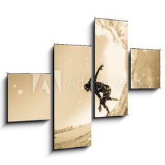 Obraz 4D tydln - 120 x 90 cm F_IB194947698 - Surfing Surfer Wave Closeup Silhouette Vintage - Surfovn Surfa Vlna Detailn Silueta Vintage