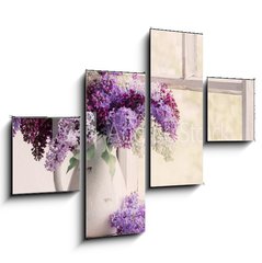 Obraz 4D tydln - 120 x 90 cm F_IB200078828 - lilac in jug on old windowsill background