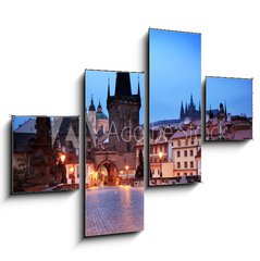 Obraz tydln 4D - 120 x 90 cm F_IB20184085 - Charles Bridge at dawn - Karlv most pi svtn