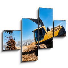 Obraz 4D tydln - 120 x 90 cm F_IB202023739 - excavator loader machine at construction site