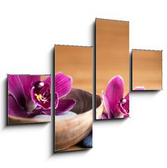 Obraz tydln 4D - 120 x 90 cm F_IB20405109 - Composition zen - fleurs orchide et pierres