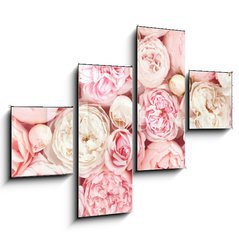 Obraz 4D tydln - 120 x 90 cm F_IB215246503 - Summer blossoming delicate rose on blooming flowers festive background, pastel and soft bouquet floral card