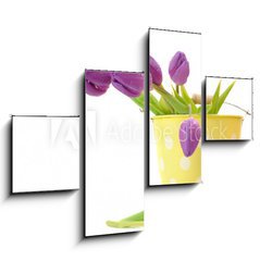 Obraz tydln 4D - 120 x 90 cm F_IB21581456 - Wet Purple Tulips