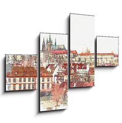 Obraz 4D tydln - 120 x 90 cm F_IB222609286 - illustration of a beautiful view of Prague in the Czech Republic. Watercolor sketch