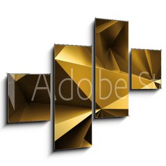 Obraz 4D tydln - 120 x 90 cm F_IB224714765 - 3d render, abstract gold crystal background, faceted texture, macro panorama, wide panoramic polygonal wallpaper