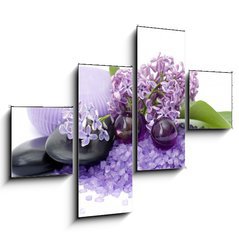 Obraz tydln 4D - 120 x 90 cm F_IB22944776 - spa products and lilac flowers