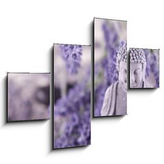 Obraz 4D tydln - 120 x 90 cm F_IB23736783 - Buddha bei Zen Meditation,  Massage Steine, Lavendel - Buddha bei Zen meditace, masn stena, Lavendel