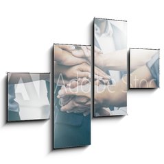 Obraz 4D tydln - 120 x 90 cm F_IB242955192 - Stack of hands. Unity and teamwork concept.