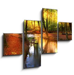 Obraz tydln 4D - 120 x 90 cm F_IB2491033 - sun rays in forest - slunen paprsky v lese