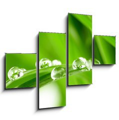 Obraz 4D tydln - 120 x 90 cm F_IB25545788 - water drops on the green grass