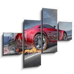 Obraz 4D tydln - 120 x 90 cm F_IB25589956 - Sports car moving on the road