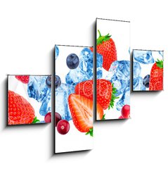 Obraz 4D tydln - 120 x 90 cm F_IB260822852 - Flying pieces of crushed ice and wild berries isolated on white background with clipping path