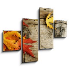 Obraz   Autumn Leaves over wood background.With copy space, 120 x 90 cm