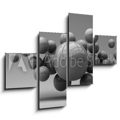 Obraz 4D tydln - 120 x 90 cm F_IB285452318 - Flying spheres on a white background. 3d rendering. Illustration for advertising.