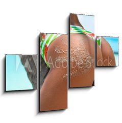 Obraz 4D tydln - 120 x 90 cm F_IB286853872 - Outdoor Closeup of Fit buttocks. Fitness woman on a palm tree. Sexy Ass over exotic beach. Sporty concept. Summertime vacation.