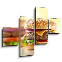 Obraz čtyřdílný 4D - 120 x 90 cm F_IB28993138 - cheeseburger