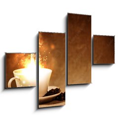 Obraz 4D tydln - 120 x 90 cm F_IB29252671 - coffee beans and coffee cup