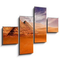 Obraz 4D tydln - 120 x 90 cm F_IB293515177 - Giseh pyramids in Cairo in Egypt desert sand sun