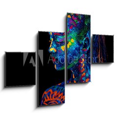 Obraz 4D tydln - 120 x 90 cm F_IB294351588 - UV body art painting of helloween female african warrior